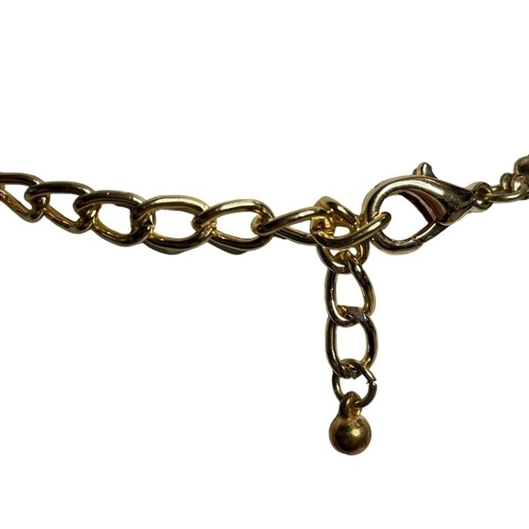 Statement necklace gold chain with iridescent beads - Picture 5 of 6